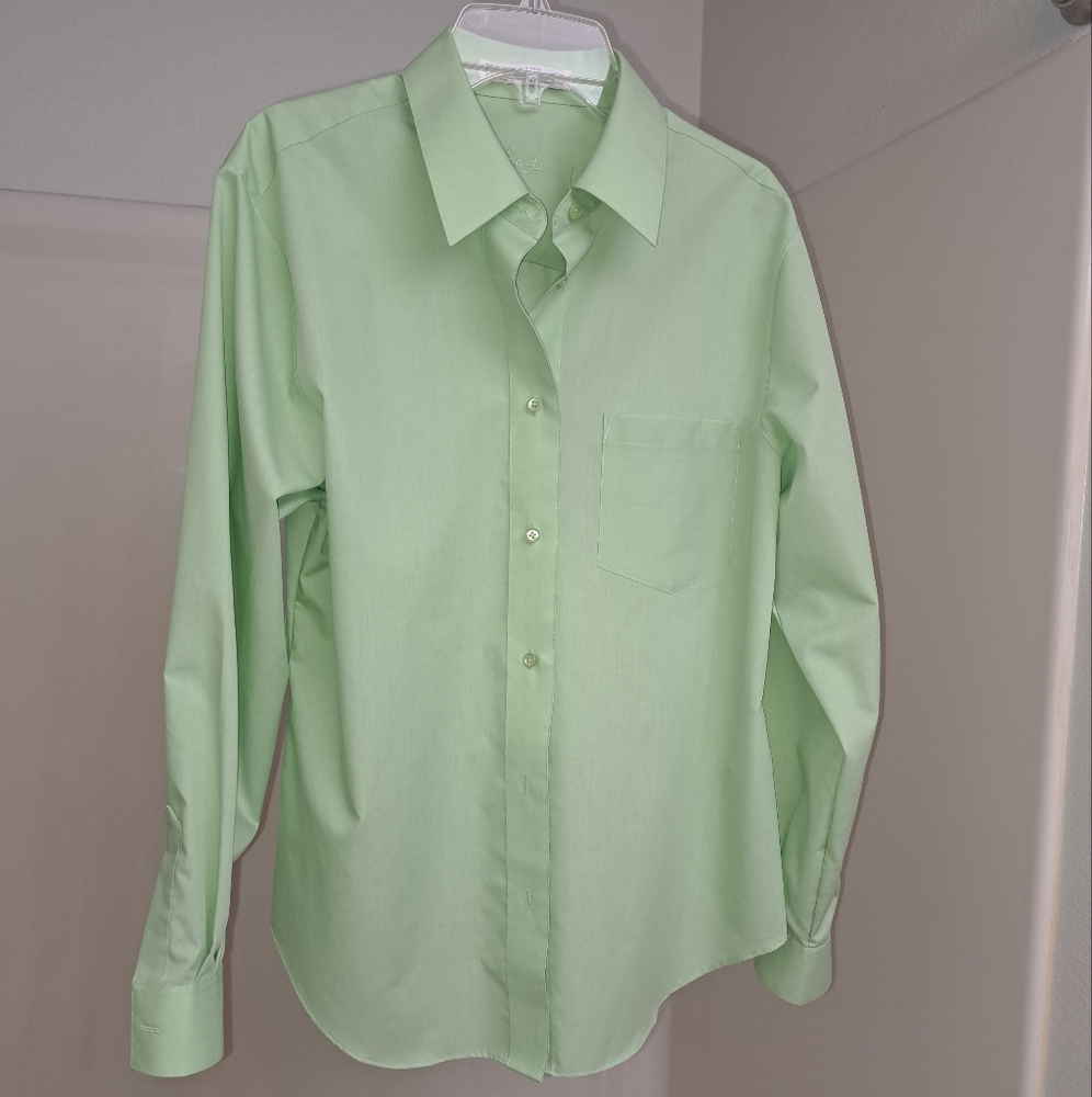 Womens Mint Green Long Sleeve Dress Shirt